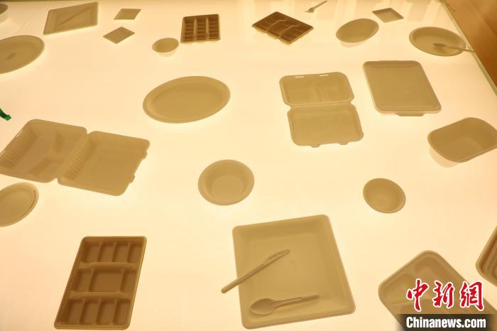 廣西來賓一家企業(yè)用甘蔗渣制作出的環(huán)保餐具?!№f鑫 攝